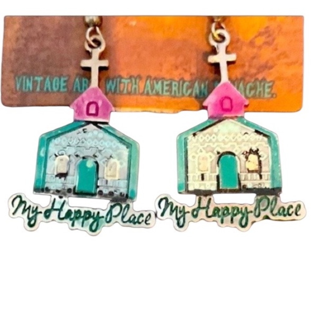 My Happy Place Southern Junkie Graphic Church Earrings Jewelry